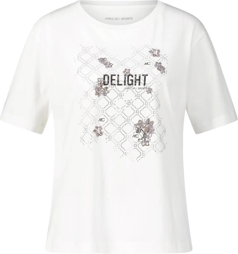 Marc Cain Glitter Motief Katoenen T-shirt White Dames