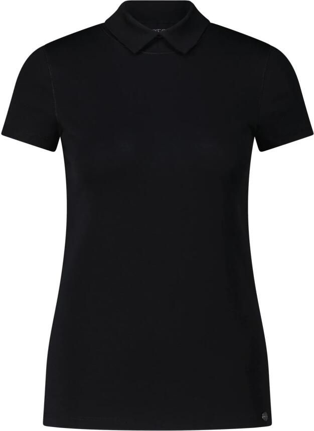 Marc Cain T-shirt met kraag en slim fit Black Dames