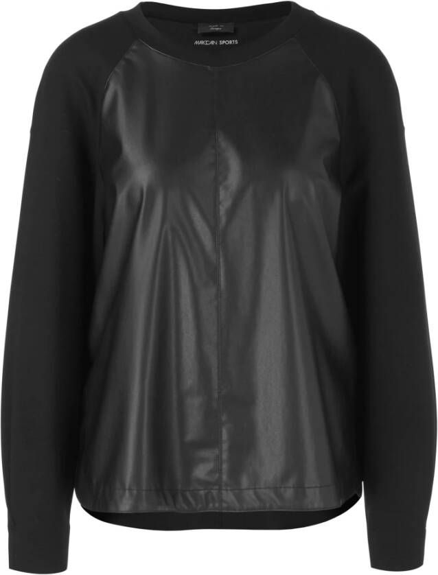 Marc Cain Minimalistisch Raglan Sweatshirt van Gemengd Materiaal Black Dames