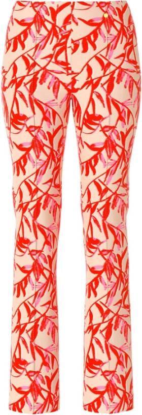 Marc Cain Rode broek met bloemenprint en elastische tailleband Rood Dames