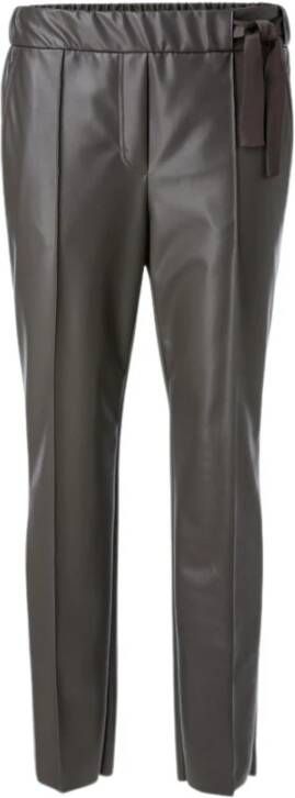 Marc Cain Leren broek met rechte pijpen Zwart Dames