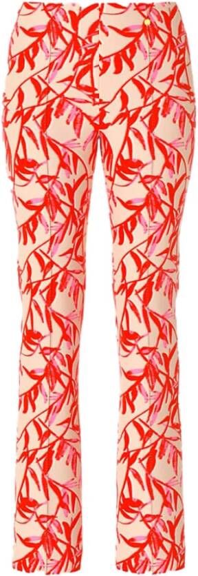 Marc Cain Rode broek met bloemenprint en elastische tailleband Rood Dames