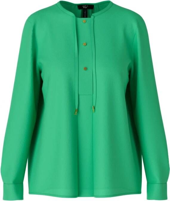 Marc Cain Stijlvolle Groene Blouse met Ronde Hals en Strikdetail Groen Dames