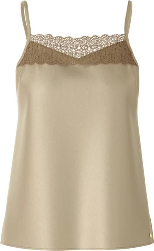 Marc Cain Stijlvolle Mouwloze Top met Kantdetail Beige Dames