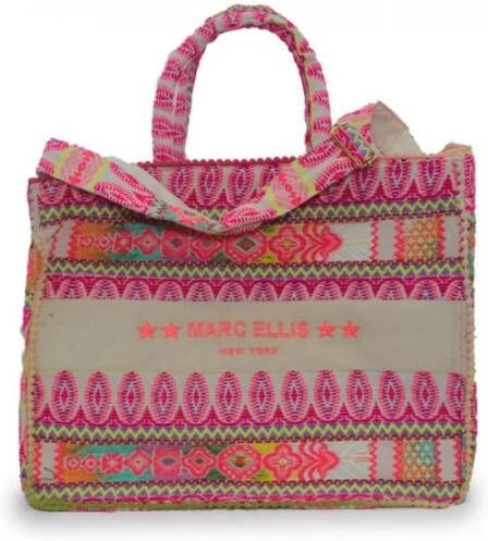 Marc Ellis Mooie Fuchsia en Multicolor Bedrukte Shopper Pink Dames
