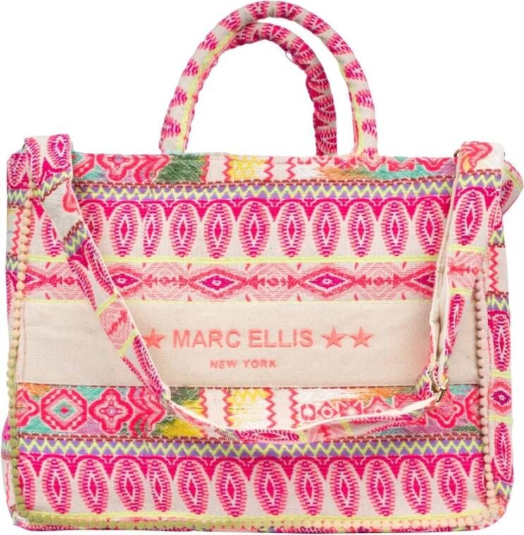 Marc Ellis Mooie Fuchsia en Multicolor Bedrukte Shopper Roze Dames
