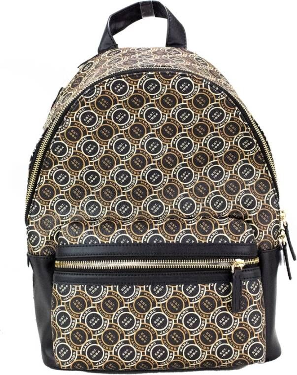 Marc Jacobs Signet Medium Zwart Logo Print Leren Rugzak Schoudertas Multicolor Dames