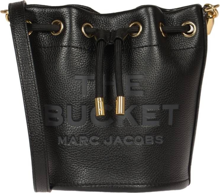 Marc Jacobs Zwarte Leren Bucket Tas met Verstelbare Schouderband Black Dames