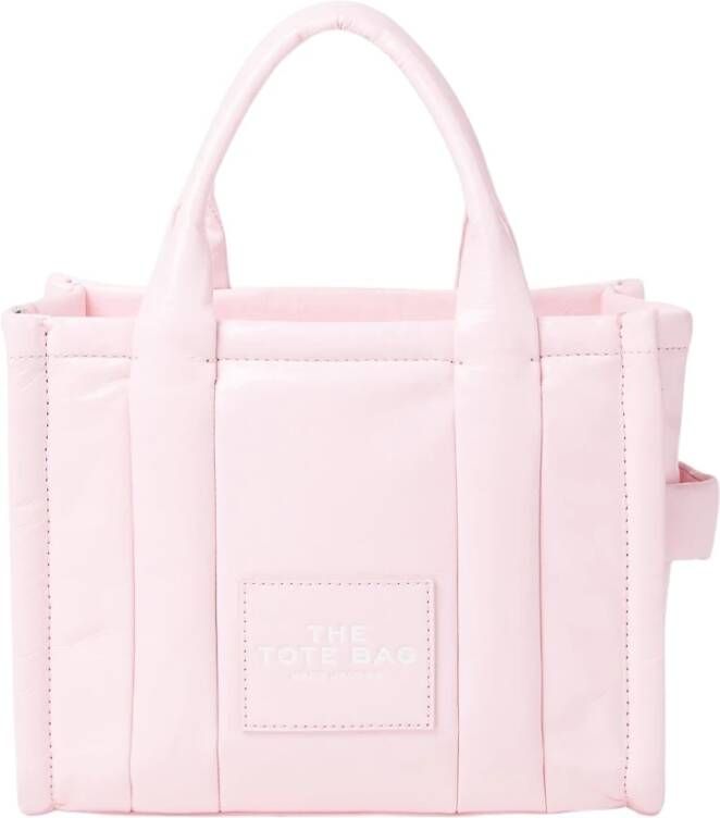 Marc Jacobs Glanzende Crinkle Mini Tote Tas met Logo Patch Roze Dames