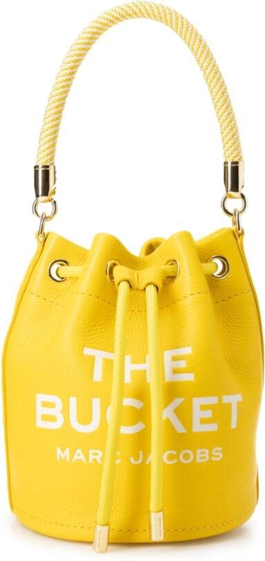 Marc Jacobs Leren Buckettas met Tekst Slogan Yellow Dames