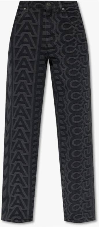 Marc Jacobs Logo Patroon Wide Leg Jeans Grijs Dames