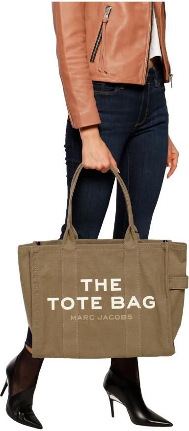 Marc Jacobs Canvas Tote met Logo Print en Ritssluiting Green Dames - Foto 14