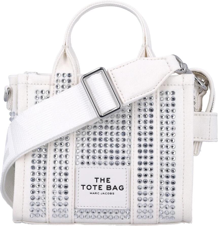 Marc Jacobs Shoppers & Totes 'The Crystal Canvas Crossbody Tote' Crossbody Bag in wit