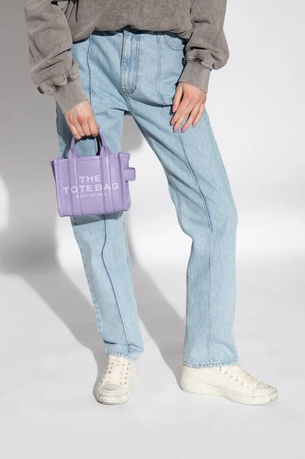 Marc Jacobs Leren Mini Tote Tas met Logo Opdruk Purple Dames - Foto 5