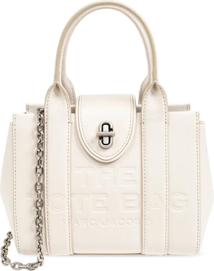 Marc Jacobs Shoppers & Totes The Mini Tote Leather White in wit