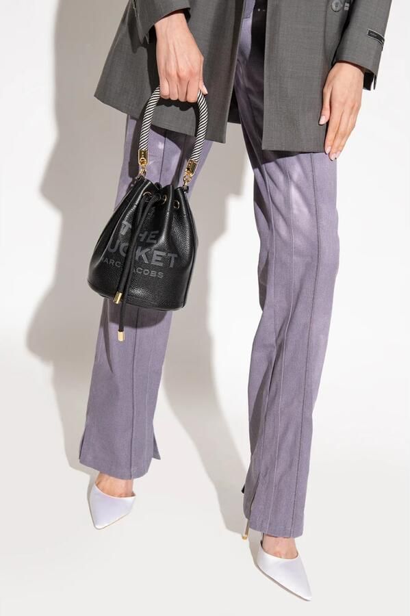 Marc Jacobs Zwarte Leren Bucket Tas met Verstelbare Schouderband Black Dames - Foto 8