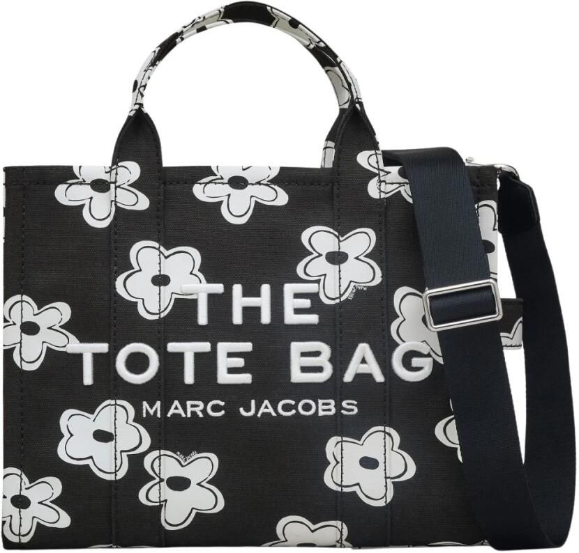Marc Jacobs Shoppers & Totes The Medium Tote Cotton Black White in zwart