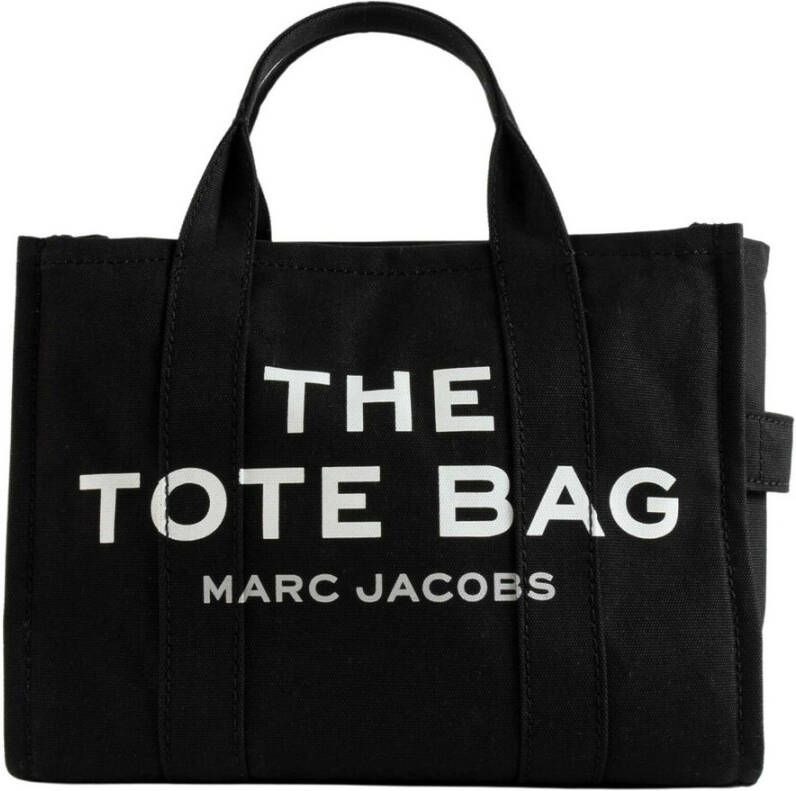 Marc Jacobs Middelgrote Zwarte Katoenen Tote Tas met Verstelbare Band Black Dames