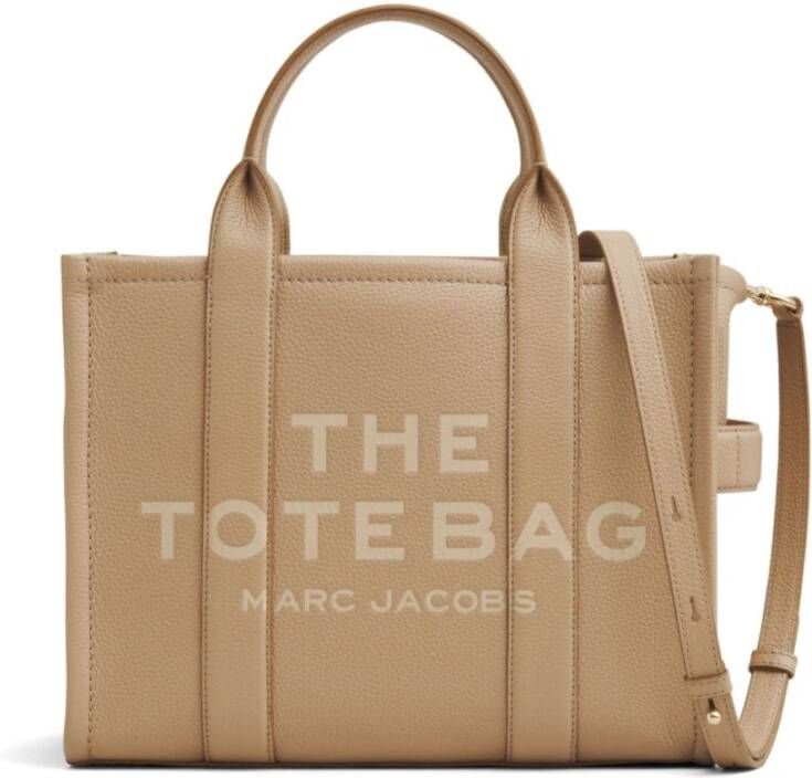 Marc Jacobs The Leather Medium Traveler Tote Bag Beige Dames