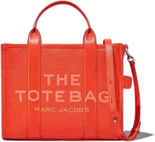 Marc Jacobs Middelgrote leren tote tas met logo detail Orange Dames