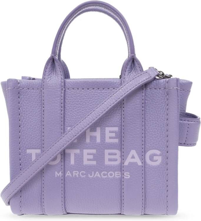 Marc Jacobs Leren Mini Tote Tas met Logo Opdruk Purple Dames