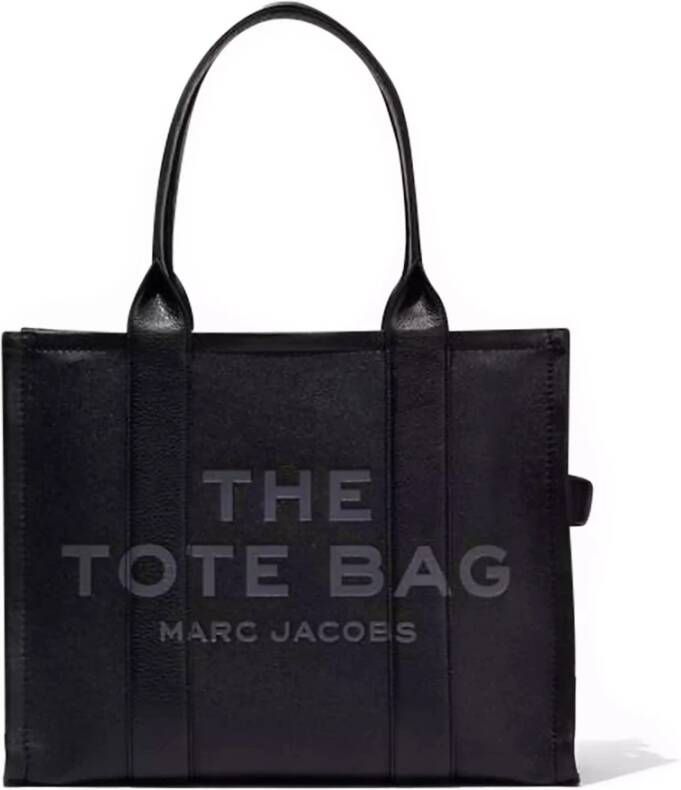 Marc Jacobs Zwarte leren tas met bedrukt logo en ritssluiting Black Dames