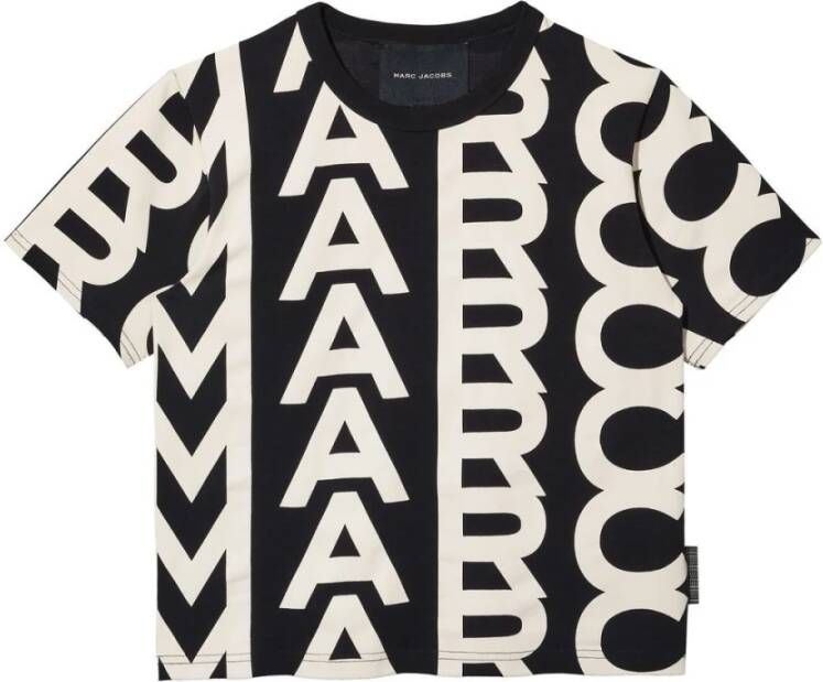 Marc Jacobs Monogram Stretch Katoenen T-Shirt Zwart Dames