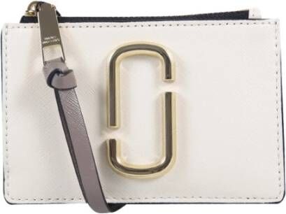 Marc Jacobs Top Zip Mini Wallet in White Leather Wit Dames