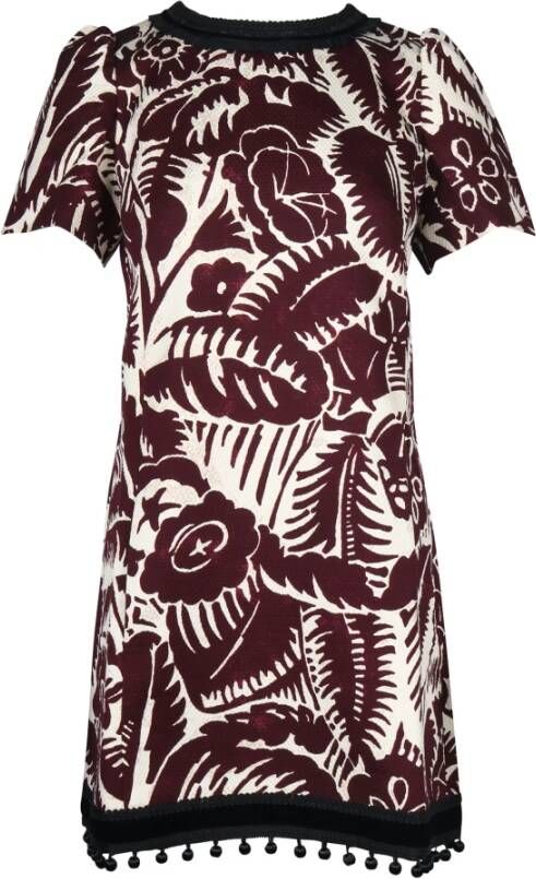 Marc Jacobs Pre-owned Marc Jacobs Tropical Print Shift -jurk in kastanjebruine katoen Rood Dames