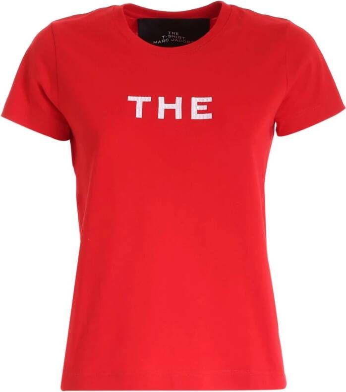 Marc Jacobs Rode Geborduurde T-Shirt 100% Katoen Gemaakt in Portugal Rood Dames