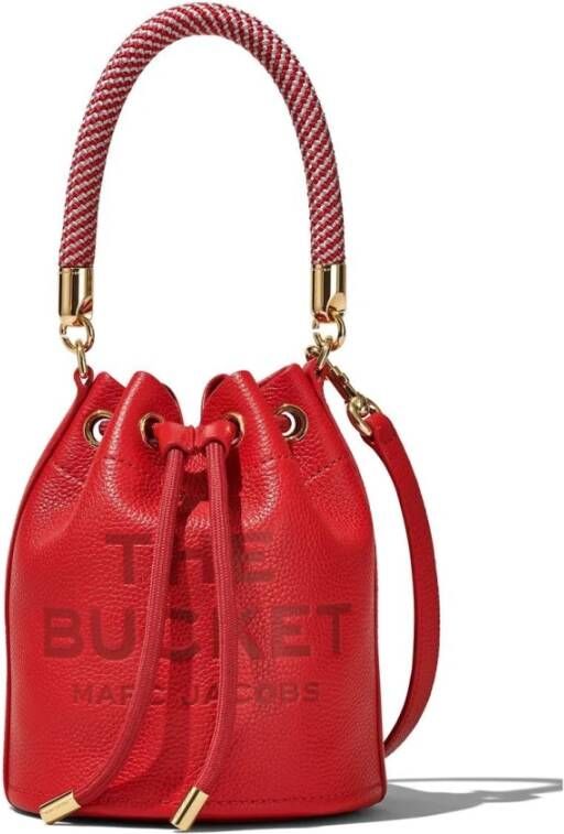 Marc Jacobs Rode Leren Bucket Tas met Slogan Print Rood Dames