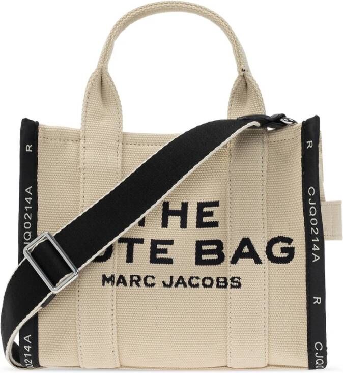 Marc Jacobs De Jacquard Small Traveler Tote Bag in zandkleur Beige Dames