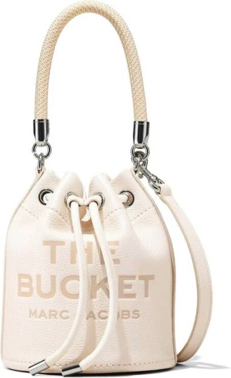 Marc Jacobs Stijlvol Compact Katoen Zilveren Bucket Tas Beige Dames