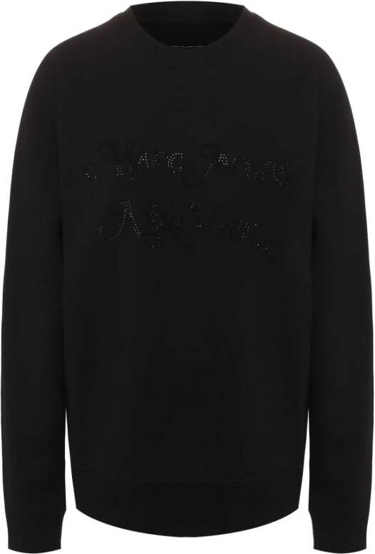 Marc Jacobs Stijlvolle Rhinestone Logo Sweatshirt Zwart Dames