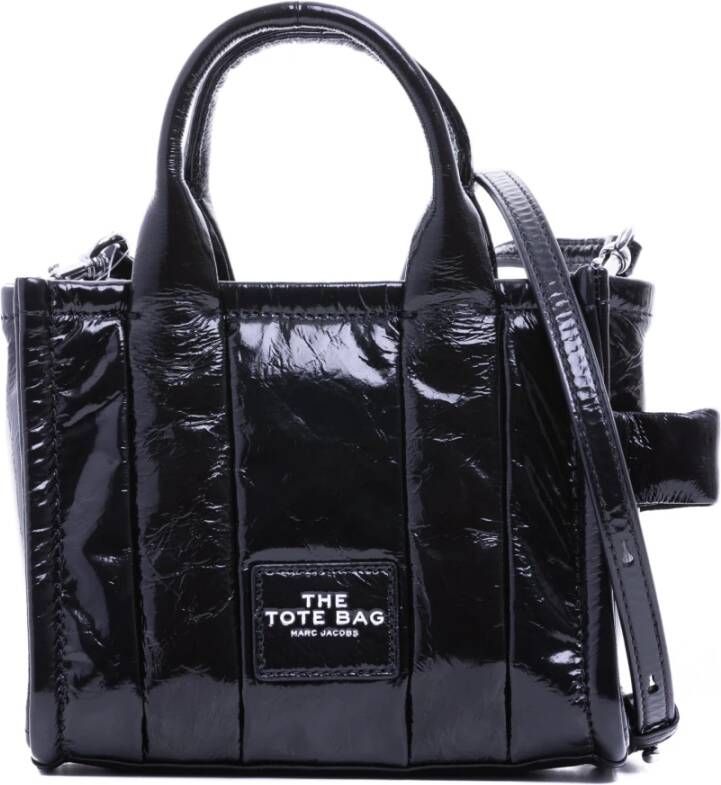 Marc Jacobs Glanzende Crinkle Micro Zwarte Tote Tas Black Dames