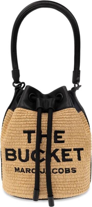 Marc Jacobs Strooien Bucket Tas met Logo Borduursel Beige Dames