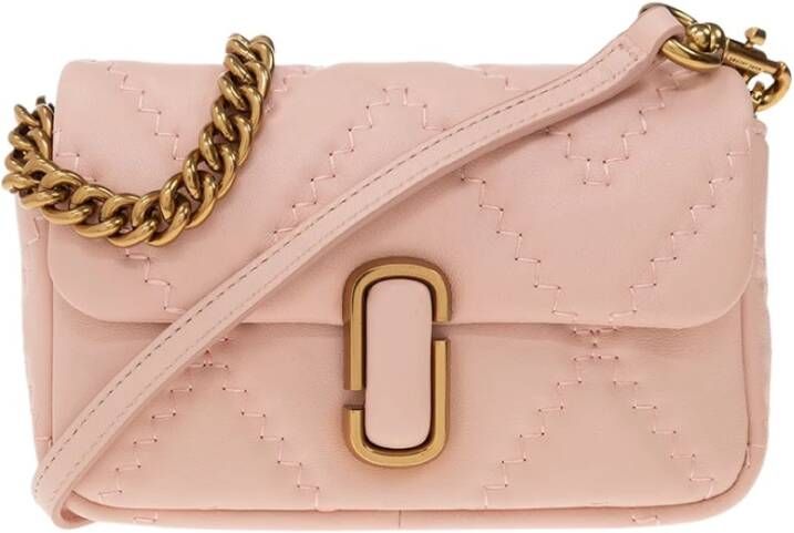 Marc Jacobs Crossbody bags The Quilted Leather J Marc Mini Shoulder Bag in poeder roze