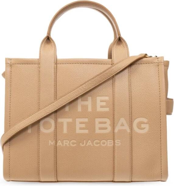 Marc Jacobs The Leather Medium Traveler Tote Bag Beige Dames