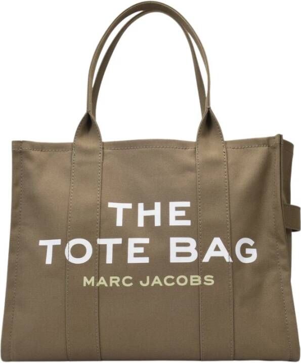 Marc Jacobs Canvas Tote met Logo Print en Ritssluiting Green Dames