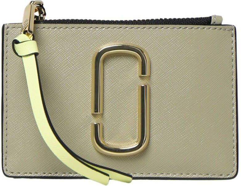 Marc Jacobs Top Zip Multi Wallet in Saffiano Leather Beige Dames