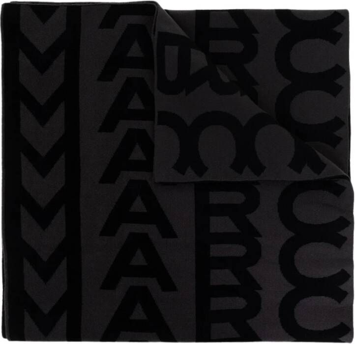 Marc Jacobs Monogram Gebreide Zwart Grijs Sjaal Black Dames