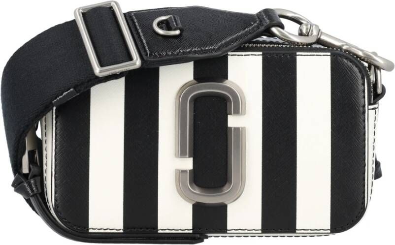 Marc Jacobs Zwart Wit Bicolor Gestreepte Handtas Aw23 Zwart Dames