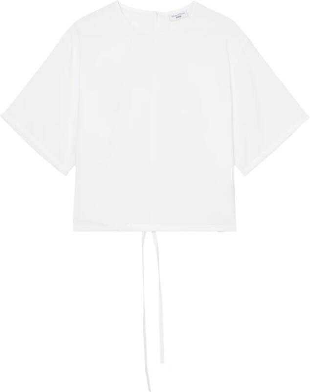 Marc O'Polo Boxy cropped shirt blouse Wit Dames