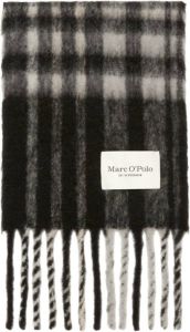 Marc O'Polo Casual check scarf with fringing Zwart Dames