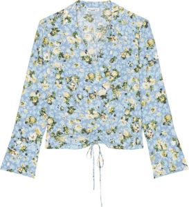 Marc O'Polo Cropped blouse with gathers Blauw Dames