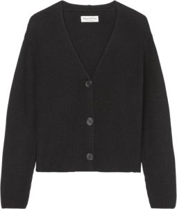 Marc O'Polo Cropped V-neck cardigan in a relaxed fit Zwart Dames