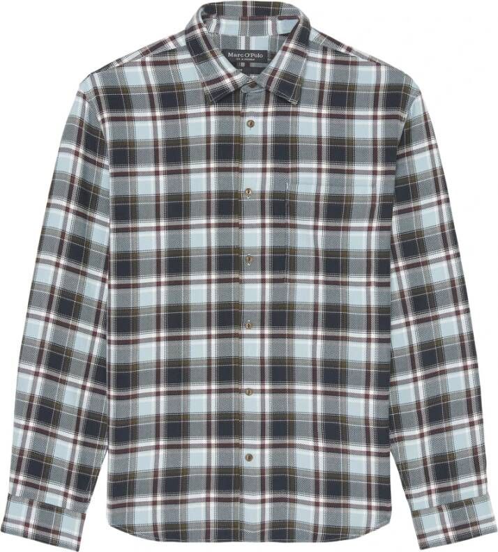 Marc O'Polo Geruite overhemd met lange mouwen regular Blauw Heren