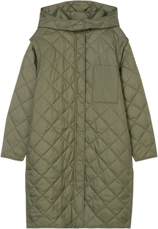 Marc O'Polo Hooded quilted coat with detachable sleeves Groen Dames