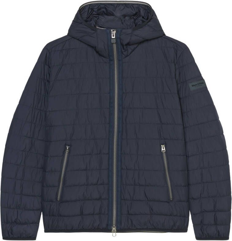 Marc O'Polo Lightweight hooded quilted jacket Blauw Heren