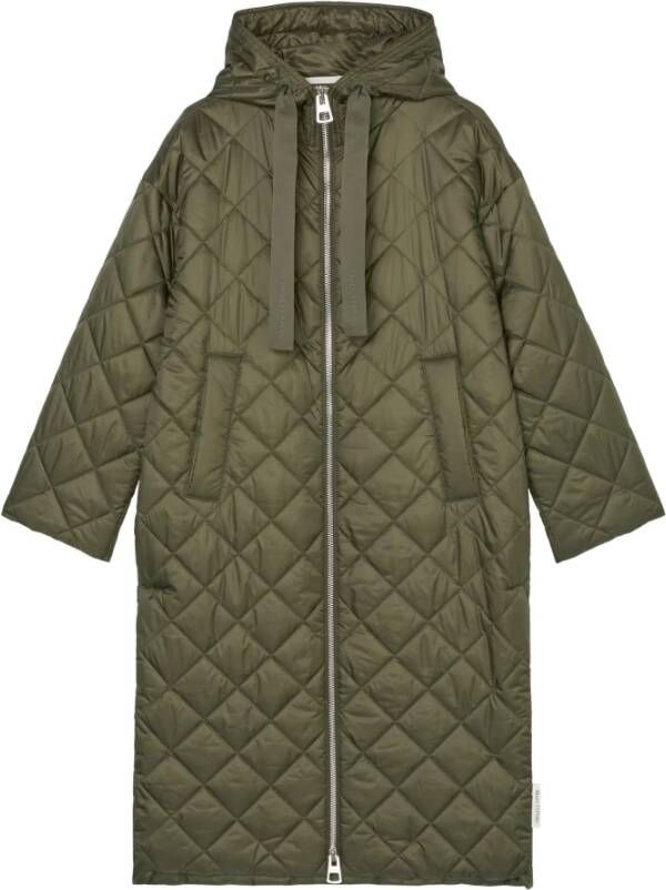 Marc O'Polo Loose hooded quilted coat Groen Dames